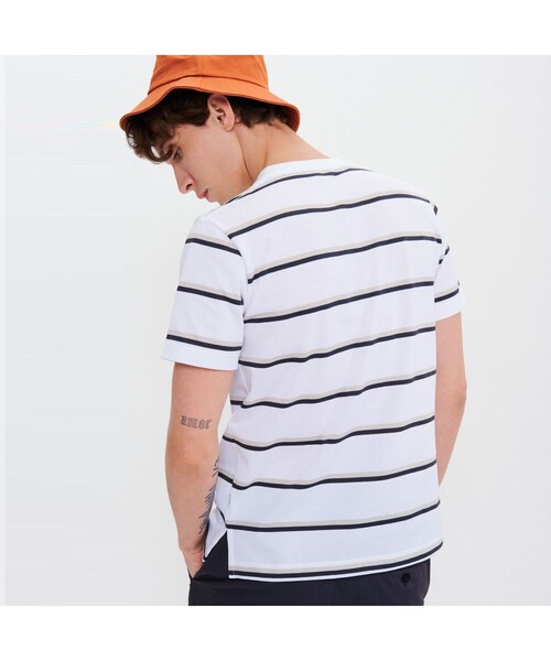 AIGLE(エーグル)の「MIJ マルチボーダー ポケット 半袖Tシャツ(Tシャツ/カットソー・メンズ・ホワイト/ライトブルー/ダークネイビー・M/S/L/LL)」の6枚目の写真
