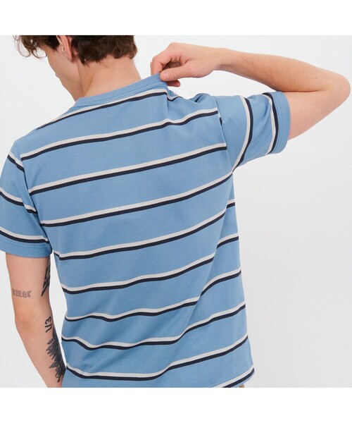 AIGLE(エーグル)の「MIJ マルチボーダー ポケット 半袖Tシャツ(Tシャツ/カットソー・メンズ・ホワイト/ライトブルー/ダークネイビー・M/S/L/LL)」の9枚目の写真