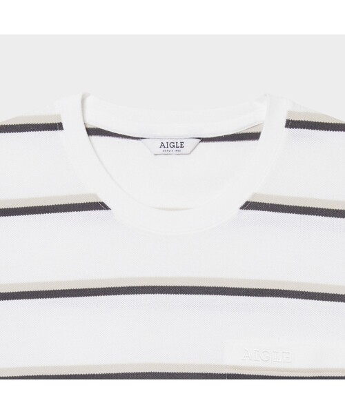 AIGLE(エーグル)の「MIJ マルチボーダー ポケット 半袖Tシャツ(Tシャツ/カットソー・メンズ・ホワイト/ライトブルー/ダークネイビー・M/S/L/LL)」の12枚目の写真