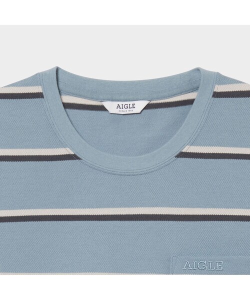 AIGLE(エーグル)の「MIJ マルチボーダー ポケット 半袖Tシャツ(Tシャツ/カットソー・メンズ・ホワイト/ライトブルー/ダークネイビー・M/S/L/LL)」の22枚目の写真