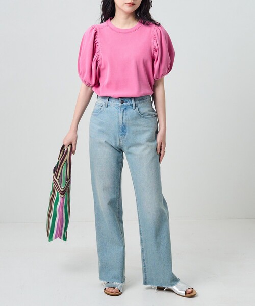 FREAK'S STORE(フリークスストア)の「ピグメントパフスリーブ半袖Tシャツ(Tシャツ/カットソー・レディース・ブラック/ピンク/オレンジ/グリーン・フリ-)」の6枚目の写真