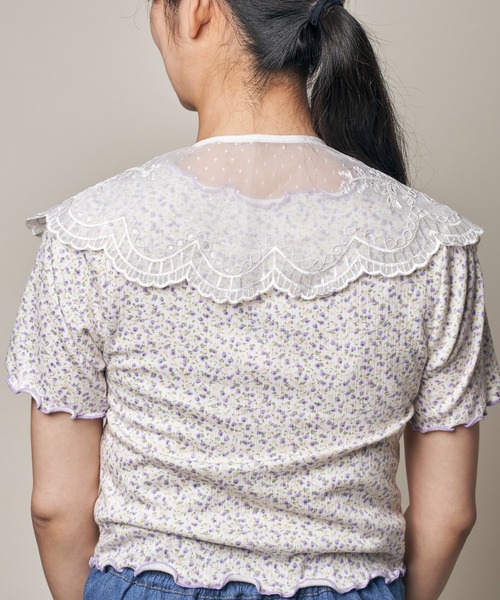 paravion(パラビオン)の「K/シースルー刺しゅう付け衿(付け襟・レディース・ホワイト・ONESIZE)」の4枚目の写真