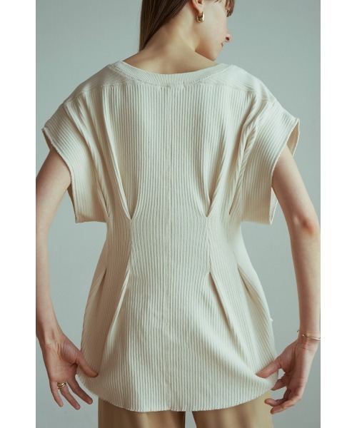 CLANE（クラネ）の「YAKKO SLEEVE HEAVY RIB TOPS（Tシャツ/カットソー・レディース・グリーン/アイボリー系・1/2/0）」の16枚目の写真