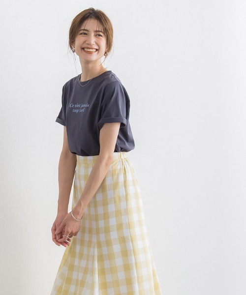 Pierrot（ピエロ）の「チェックマーメイドスカート（スカート・レディース・イエロー/ラベンダー/ブラック・L/M）」の4枚目の写真