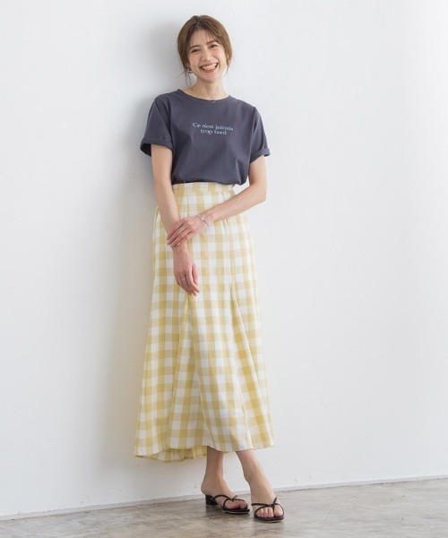 Pierrot（ピエロ）の「チェックマーメイドスカート（スカート・レディース・イエロー/ラベンダー/ブラック・L/M）」の6枚目の写真
