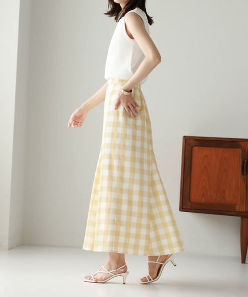 Pierrot（ピエロ）の「チェックマーメイドスカート（スカート・レディース・イエロー/ラベンダー/ブラック・L/M）」の11枚目の写真