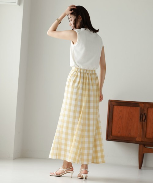 Pierrot（ピエロ）の「チェックマーメイドスカート（スカート・レディース・イエロー/ラベンダー/ブラック・L/M）」の13枚目の写真