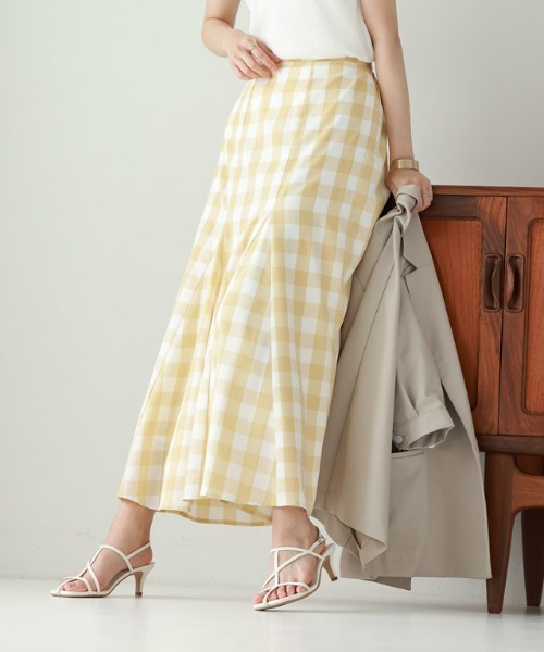 Pierrot（ピエロ）の「チェックマーメイドスカート（スカート・レディース・イエロー/ラベンダー/ブラック・L/M）」の14枚目の写真