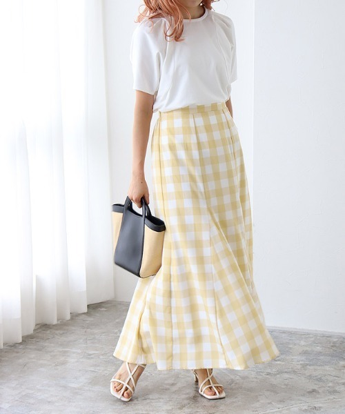 Pierrot（ピエロ）の「チェックマーメイドスカート（スカート・レディース・イエロー/ラベンダー/ブラック・L/M）」の16枚目の写真