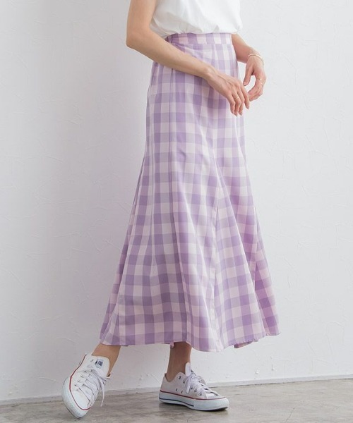 Pierrot（ピエロ）の「チェックマーメイドスカート（スカート・レディース・イエロー/ラベンダー/ブラック・L/M）」の22枚目の写真