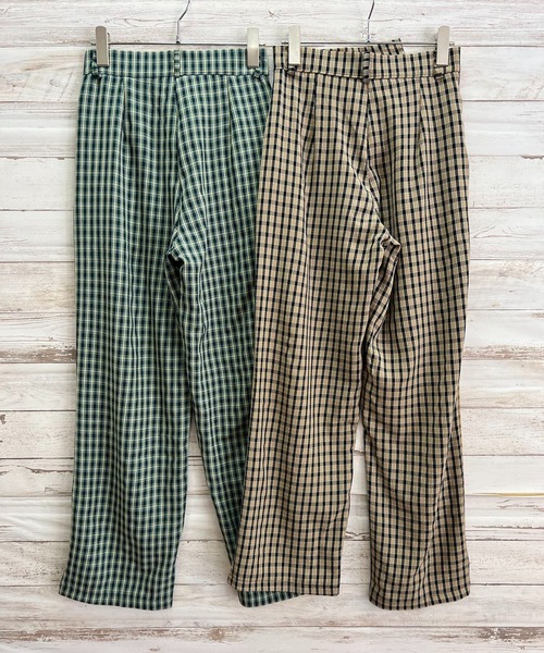 Jewelobe(ジュエローブ)の「変形ウエストセミワイドチェックパンツ(スラックス・レディース・ブラウン/グリーン・S/M)」の19枚目の写真