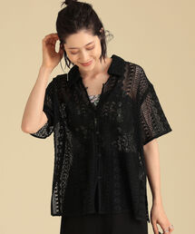 Ray BEAMS | Ray BEAMS / レース ハーフスリーブ シャツ(シャツ/ブラウス)