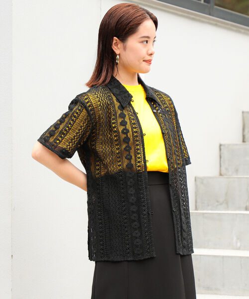 Ray BEAMS（レイビームス）の「Ray BEAMS / レース ハーフスリーブ シャツ（シャツ/ブラウス・レディース・ブラック/ホワイト・ONE SIZE）」の12枚目の写真