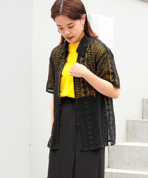 Ray BEAMS（レイビームス）の「Ray BEAMS / レース ハーフスリーブ シャツ（シャツ/ブラウス・レディース・ブラック/ホワイト・ONE SIZE）」の17枚目の写真