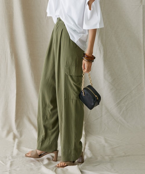 AMERICAN HOLIC(アメリカンホリック)の「リネンブレンドカーゴパンツ(カーゴパンツ・レディース・カーキ・S/L/M)」の1枚目の写真