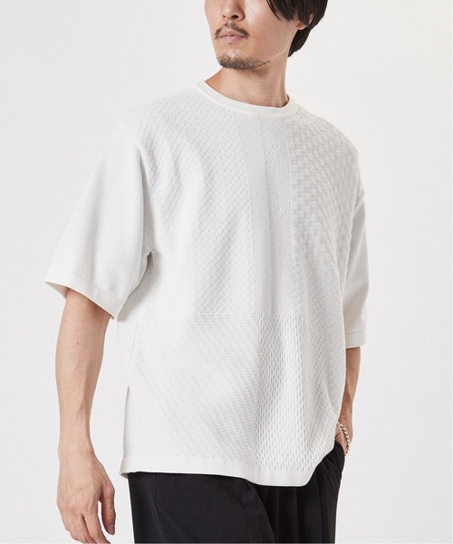 マルチパターン ニットTシャツ