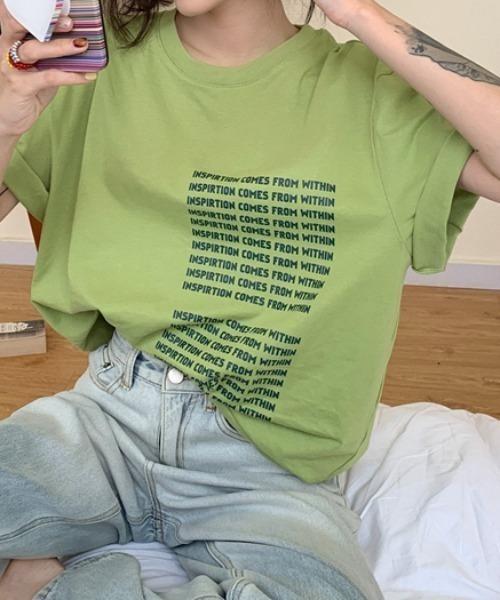 mebole（メボレ）の「カラーロゴプリントTシャツ（Tシャツ/カットソー・レディース・ホワイト/グリーン/パープル・FREE）」の2枚目の写真