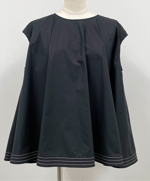 PICCIN（ピッチン）の「ラインステッチフレアブラウス（シャツ/ブラウス・レディース・ブラック/オフホワイト/サックスブルー・M）」の21枚目の写真