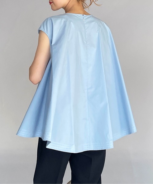 PICCIN（ピッチン）の「ラインステッチフレアブラウス（シャツ/ブラウス・レディース・ブラック/オフホワイト/サックスブルー・M）」の13枚目の写真