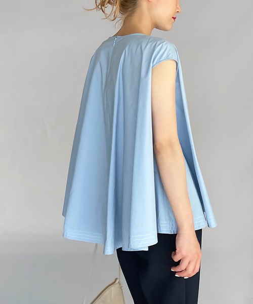 PICCIN（ピッチン）の「ラインステッチフレアブラウス（シャツ/ブラウス・レディース・ブラック/オフホワイト/サックスブルー・M）」の12枚目の写真