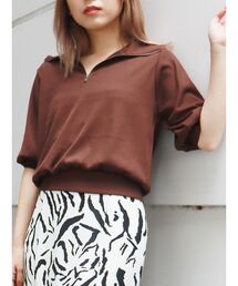 MURUA | ハーフジップパフテレコトップス(ポロシャツ)