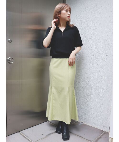 MURUA（ムルーア）の「ハーフジップパフテレコトップス（ポロシャツ・レディース・ブラック/ブラウン/グリーン/アイボリー・FREE）」の17枚目の写真