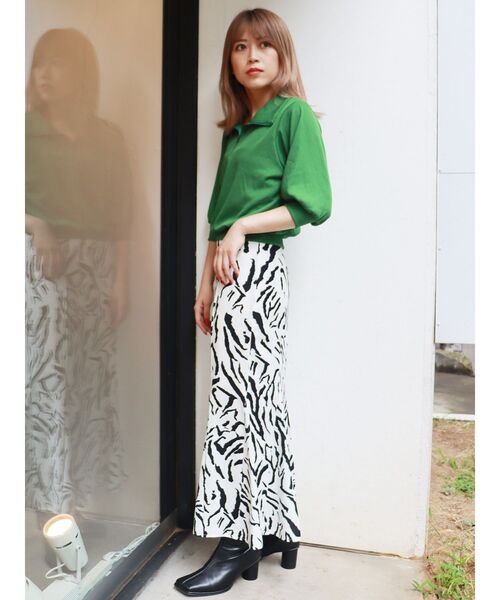 MURUA（ムルーア）の「ハーフジップパフテレコトップス（ポロシャツ・レディース・ブラック/ブラウン/グリーン/アイボリー・FREE）」の15枚目の写真