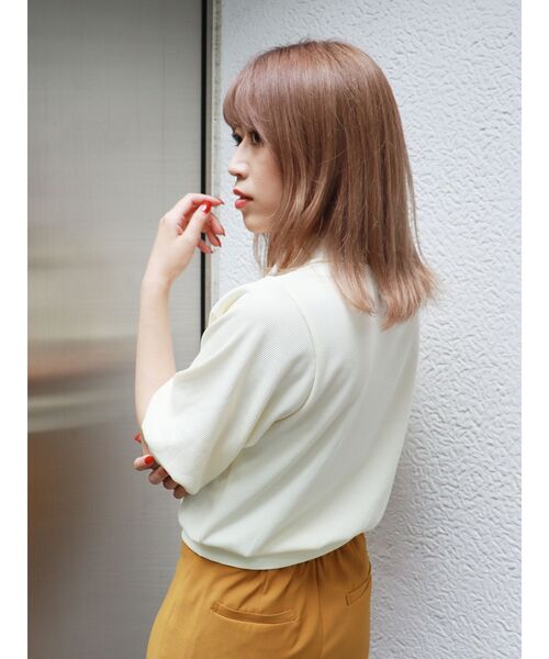 MURUA（ムルーア）の「ハーフジップパフテレコトップス（ポロシャツ・レディース・ブラック/ブラウン/グリーン/アイボリー・FREE）」の12枚目の写真