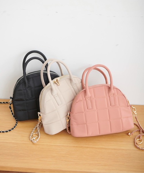 FREE'S MART（フリーズマート）の「◆ボストンチェーンショルダーバッグ（ショルダーバッグ・レディース・ブラック/ベージュ/ピンク・ﾌﾘ-）」の9枚目の写真