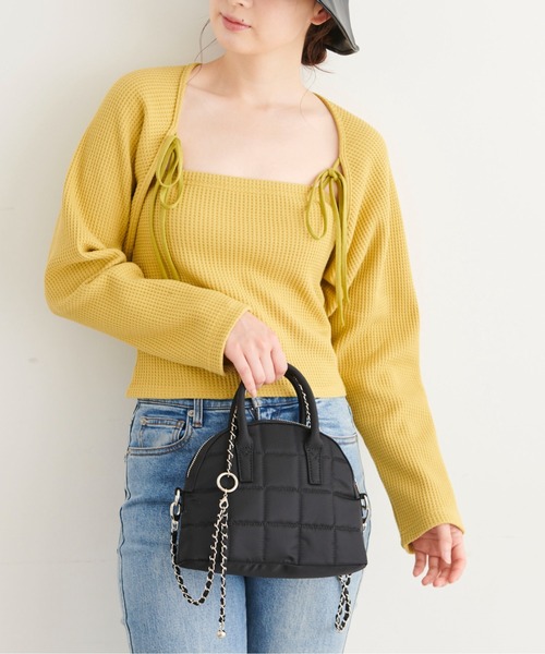 FREE'S MART（フリーズマート）の「◆ボストンチェーンショルダーバッグ（ショルダーバッグ・レディース・ブラック/ベージュ/ピンク・ﾌﾘ-）」の6枚目の写真