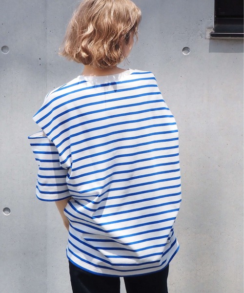 tiptop(ティップトップ)の「袖スリットボーダーBIGプルオーバー(Tシャツ/カットソー・レディース・ネイビー/ブルー/グリーン・FREE)」の17枚目の写真