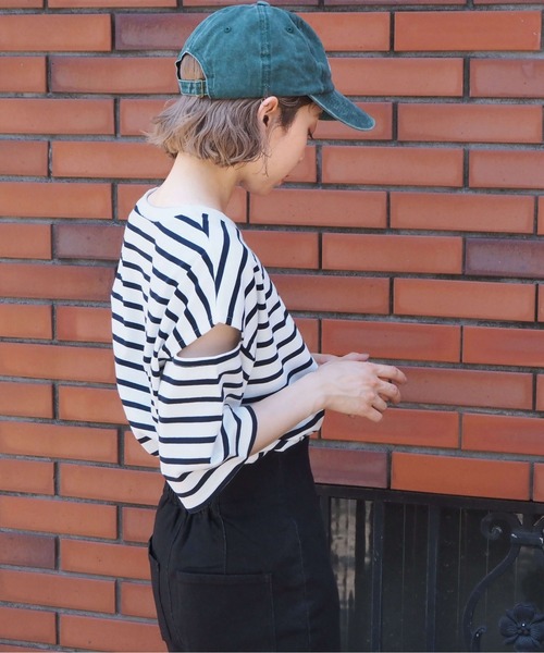 tiptop(ティップトップ)の「袖スリットボーダーBIGプルオーバー(Tシャツ/カットソー・レディース・ネイビー/ブルー/グリーン・FREE)」の12枚目の写真