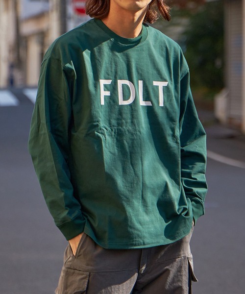 FIDELITY(フィデリティ)の「N/C FDLT L/S T-SHIRT / クルーネック ロングスリーブ Tシャツ(Tシャツ/カットソー・メンズ・ダークグリーン/オフホワイト/マスタード/チャコール・MEDIUM/LARGE)」の1枚目の写真