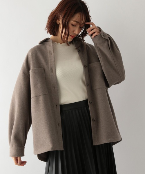 GLOBAL WORK（グローバルワーク）の「軽やかストレッチシャツブルゾン/281689（ブルゾン・レディース・アイボリー/アッシュブラウン・FREE）」の12枚目の写真