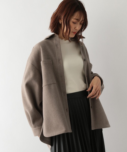 GLOBAL WORK（グローバルワーク）の「軽やかストレッチシャツブルゾン/281689（ブルゾン・レディース・アイボリー/アッシュブラウン・FREE）」の13枚目の写真