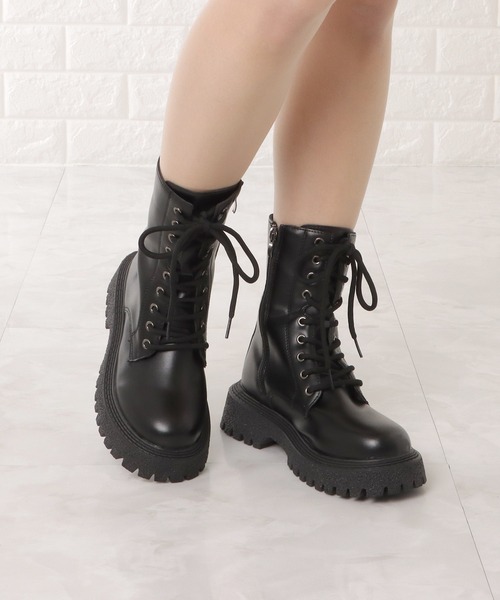 Lace Ladies（レースレディース）の「厚底レースアップブーツ（ブーツ・レディース・ブラック・24.5/22.5/25/23/23.5/24）」の11枚目の写真