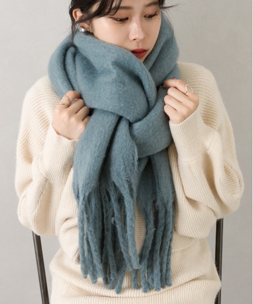 SpRay(スプレイ)の「起毛ストール(ストール/ショール・レディース・モカ/ライトベージュ/ミント/アイボリー/ブルー/ブラック・FREE)」の5枚目の写真