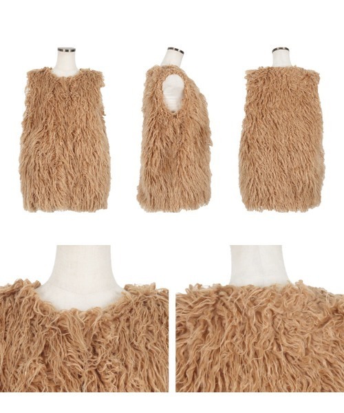 KOBE LETTUCE（コウベレタス）の「フェイクファーロングジレ（ベスト・レディース・ブラック/ベージュ/ホワイト系/ホワイト系1/ブラック系/ベージュ系・FREE）」の20枚目の写真