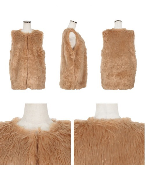 KOBE LETTUCE（コウベレタス）の「フェイクファーロングジレ（ベスト・レディース・ブラック/ベージュ/ホワイト系/ホワイト系1/ブラック系/ベージュ系・FREE）」の8枚目の写真