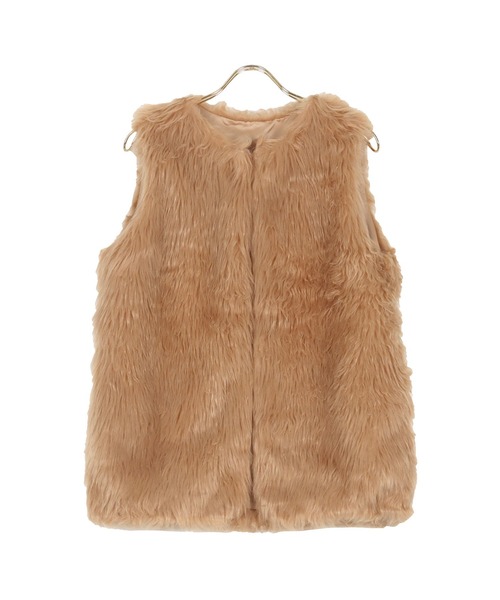 KOBE LETTUCE（コウベレタス）の「フェイクファーロングジレ（ベスト・レディース・ブラック/ベージュ/ホワイト系/ホワイト系1/ブラック系/ベージュ系・FREE）」の10枚目の写真