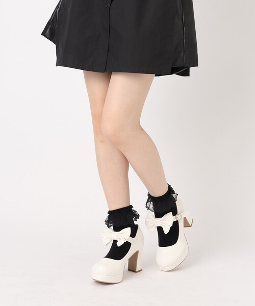 cs T&P(シーエスティーアンドピー)の「チャンキーヒールリボン付き2WAY厚底パンプス csT&P(パンプス・レディース・ホワイト/ブラック/ブラック系1/レッド系1・LL/S/M/L)」の19枚目の写真