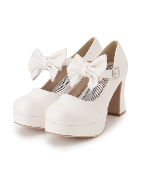 cs T&P(シーエスティーアンドピー)の「チャンキーヒールリボン付き2WAY厚底パンプス csT&P(パンプス・レディース・ホワイト/ブラック/ブラック系1/レッド系1・LL/S/M/L)」の6枚目の写真