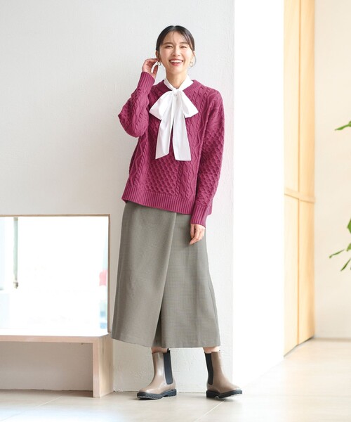 ANY(エニィ)の「【ウエストゴム】ラップ風ガウチョパンツ(その他パンツ・レディース・ブラック系3/オレンジ系3/ブラック系5・2/3/1)」の6枚目の写真