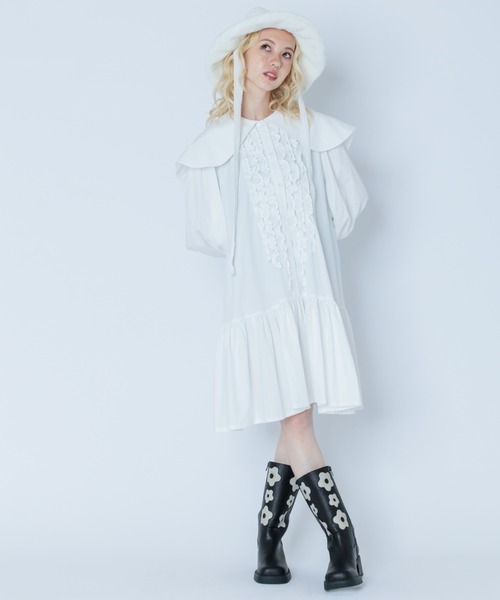 Candy Stripper（キャンディストリッパー）の「SYMPHONY FRILL ワンピース（ワンピース・レディース・オフホワイト/ライトブルー/ブラック・2）」の6枚目の写真
