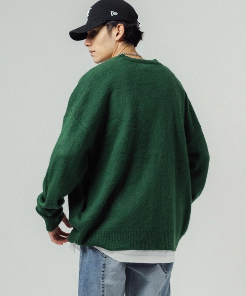 Ressaca（レサーカ）の「オーバーサイズ モヘアタッチ Vネックシャギーニットカーディガン（カーディガン/ボレロ・メンズ・ブラック/ブルー/グリーン/グレー/マスタード・M/L/XL）」の7枚目の写真