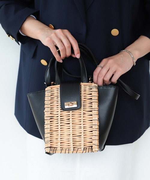 Ray BEAMS（レイビームス）の「Ray BEAMS / 柳 編み かごバッグ（かごバッグ・レディース・ブラック/オフホワイト/ブラウン・ONE SIZE）」の15枚目の写真