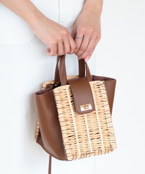 Ray BEAMS（レイビームス）の「Ray BEAMS / 柳 編み かごバッグ（かごバッグ・レディース・ブラック/オフホワイト/ブラウン・ONE SIZE）」の16枚目の写真