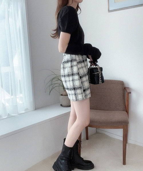 Heather（ヘザー）の「ツイードチェックミニスカート 172471（スカート
