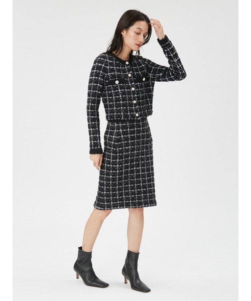 FRAY I.D（フレイアイディー）の「ツイードニットミドルスカート（スカート・レディース・ブラック/ホワイト・FREE）」の5枚目の写真