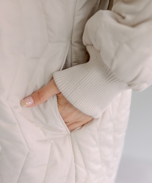 PUAL CE CIN（ピュアルセシン）の「ミリタリーキルティングライナージャケット（ブルゾン・レディース・ブラック/カーキ/アイボリー・FREE）」の12枚目の写真